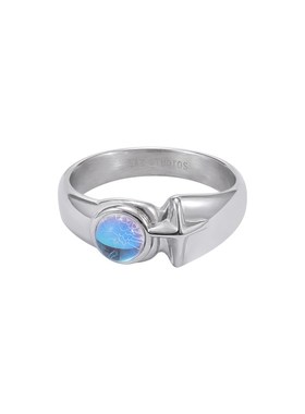 SAZ 复古暗黑酷冷淡风灵蛇巳蛇A月光石十字花星星情侣戒指女男指