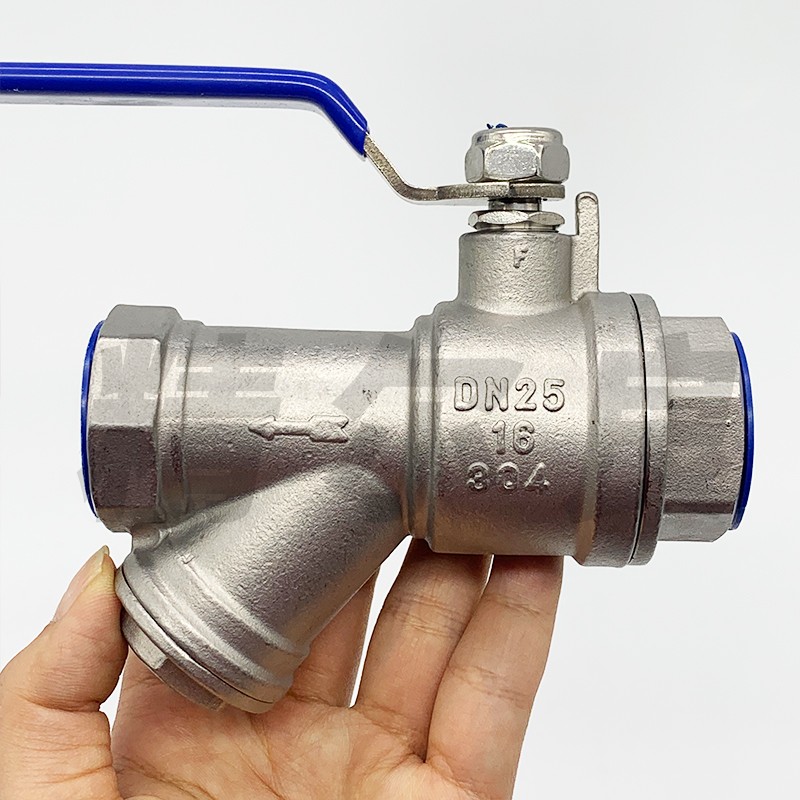 304不锈钢Y型过滤器球阀手柄一体过滤网阀门水管暖气开关4分6分25