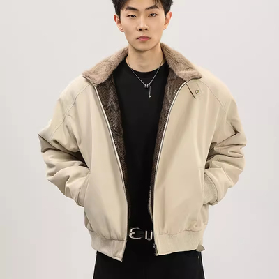 A carton美式蛇皮座山雕立领加绒棉衣座山蟒男女冬季加厚情侣外套