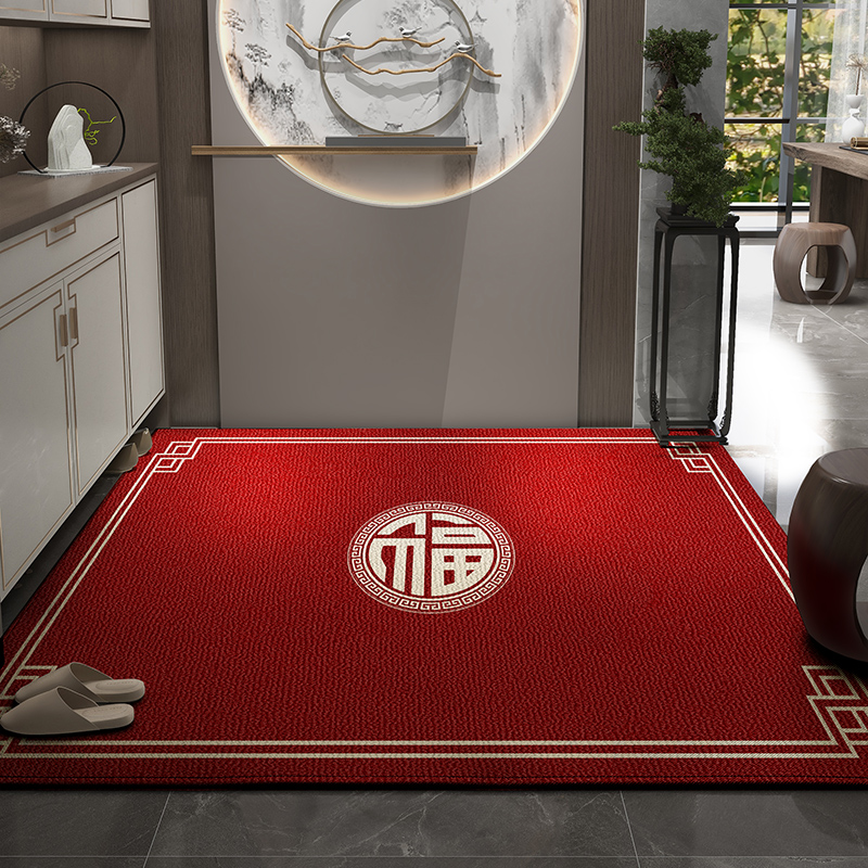入户门地垫中式门口入户门垫进y门红色家用喜庆防滑地毯门口进户