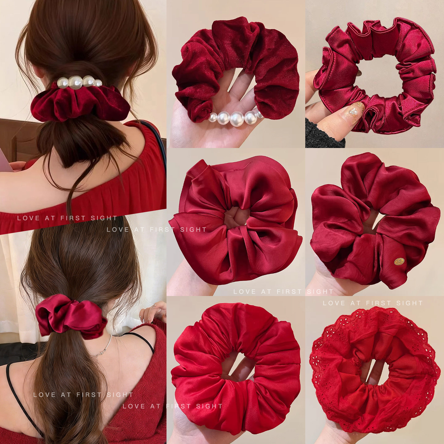 新年红色缎面超大大肠发圈女2025新款扎头发头绳高级感丸子头发绳,饰品/流行首饰/时尚饰品新,发饰,淘宝优惠券,粉丝福利购,淘宝优惠卷