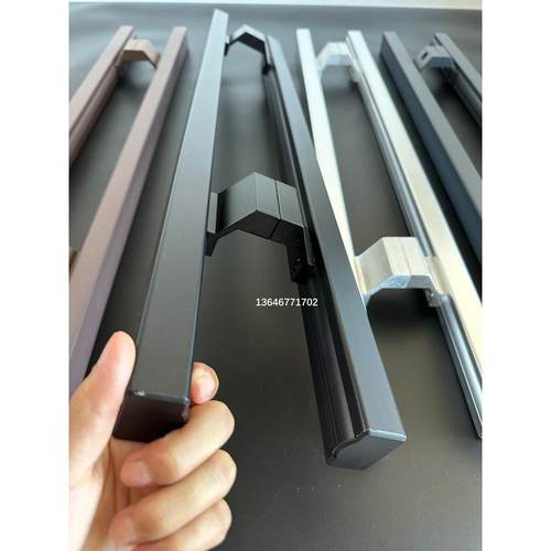 玻璃门把手肯德基有框门拉手哑黑方管抗指纹包厢木门通用里外对装