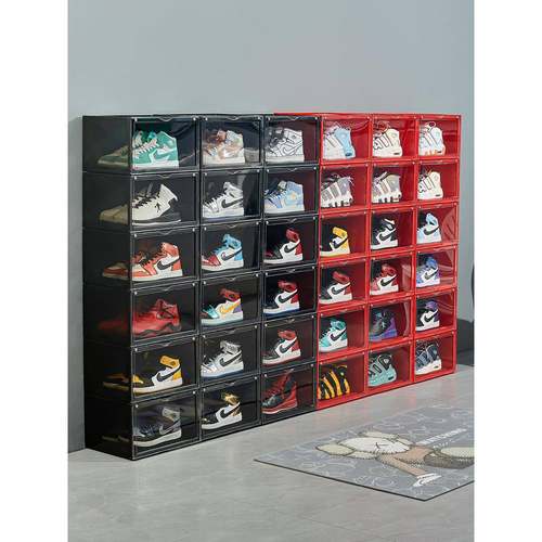 加厚硬塑料鞋盒收纳盒透明鞋架鞋柜鞋收纳神器抽屉式放鞋子鞋盒子