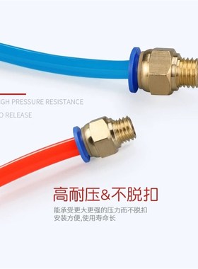 PC快插直通M6*1M8*1蓝色塑料快速接头铜接头尼龙管PU管胶管用M4M5
