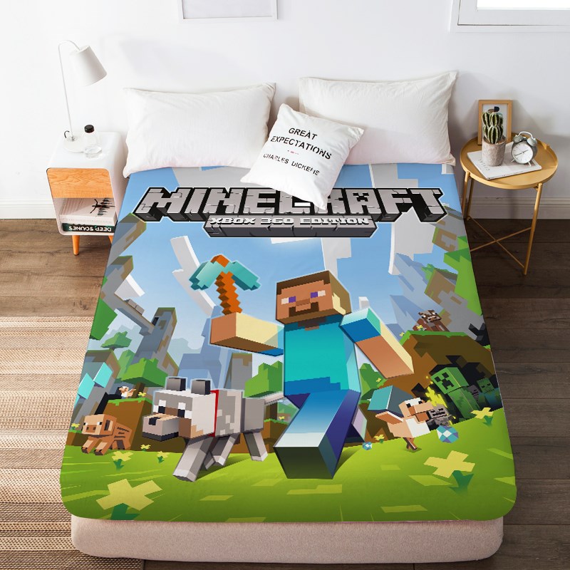 我的世界游戏床笠男生卡通学生宿舍卧室全包床垫防Z尘保护罩子