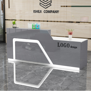 收银台柜台小型服装店美容院装饰公司前台接待台办公吧台简约现代