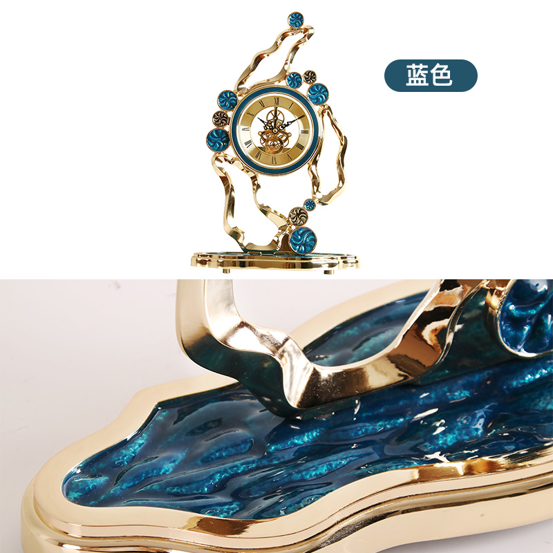 轻奢座钟家用台式客厅创意时w尚欧式钟表静音时钟现代简约摆件台