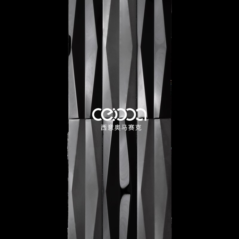 黑色立体菱形长条金属马赛克瓷砖餐厅咖啡厅吧台不W锈钢墙砖背景