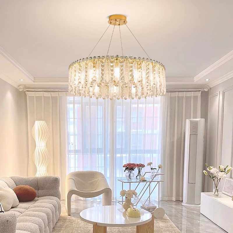 2024法式新款客厅吊灯后现代简约卧室灯饰奶油风羽毛餐厅水晶灯具