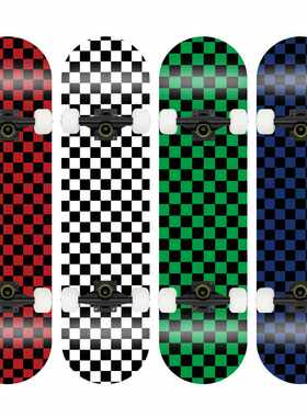 滑板双翘板黑白格31寸滑板成人刷街枫木四轮双翘板凹板skateboard