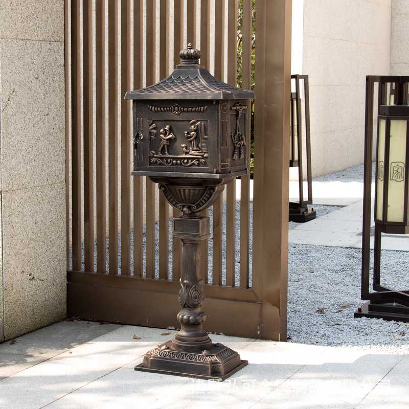 【一件代发】欧式铸铝庭院信报箱室外别墅信箱立式邮筒量大从优