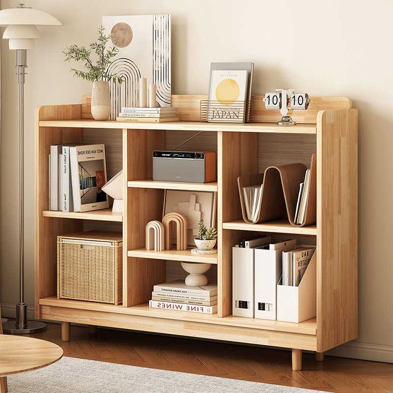 实木书柜落地收纳柜幼儿园格子柜办公室储物书架分层书环保收纳