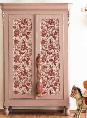 Funlife高缔花卉玫瑰自粘壁纸 卧室红色家具壁橱防水翻新贴STZ039