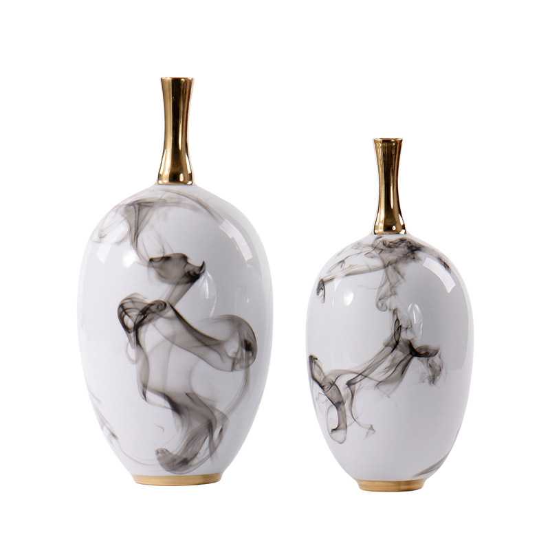 现代新中式简约花瓶样板房软装家居客厅茶几轻奢陶瓷花器插花摆设