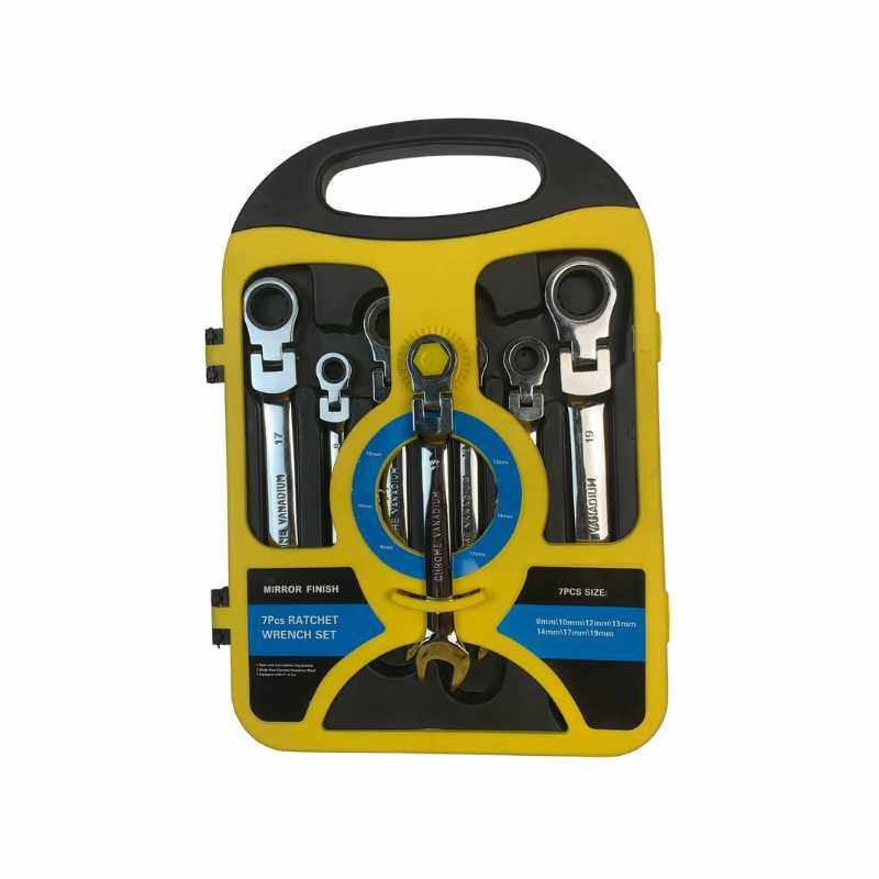 厂家直销8-19 7PCS活动两用棘轮扳手摇头