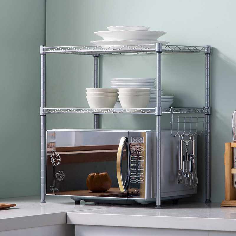 心家宜 亚马逊畅销厨房收纳台式碳钢二层微波炉置物架2个价格