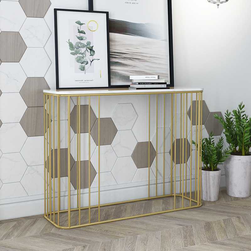 现代简约大理石高脚桌轻奢靠墙客厅走廊装饰玄关桌铁艺条案条几