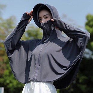 防晒衣帽子面罩一体女夏季2024新款防紫外线太阳帽骑车遮脸遮阳帽