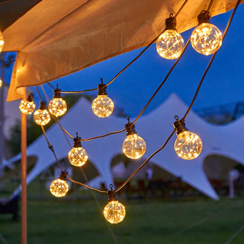 户外露营G80铜线球泡防水节日彩灯LED太阳能庭院装饰水晶圆球灯串
