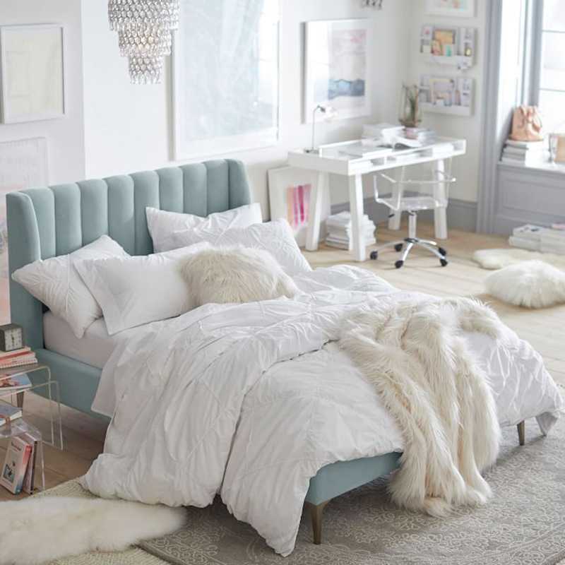 美式床简约布艺儿童床1.5m1米8双人床公主床网红床