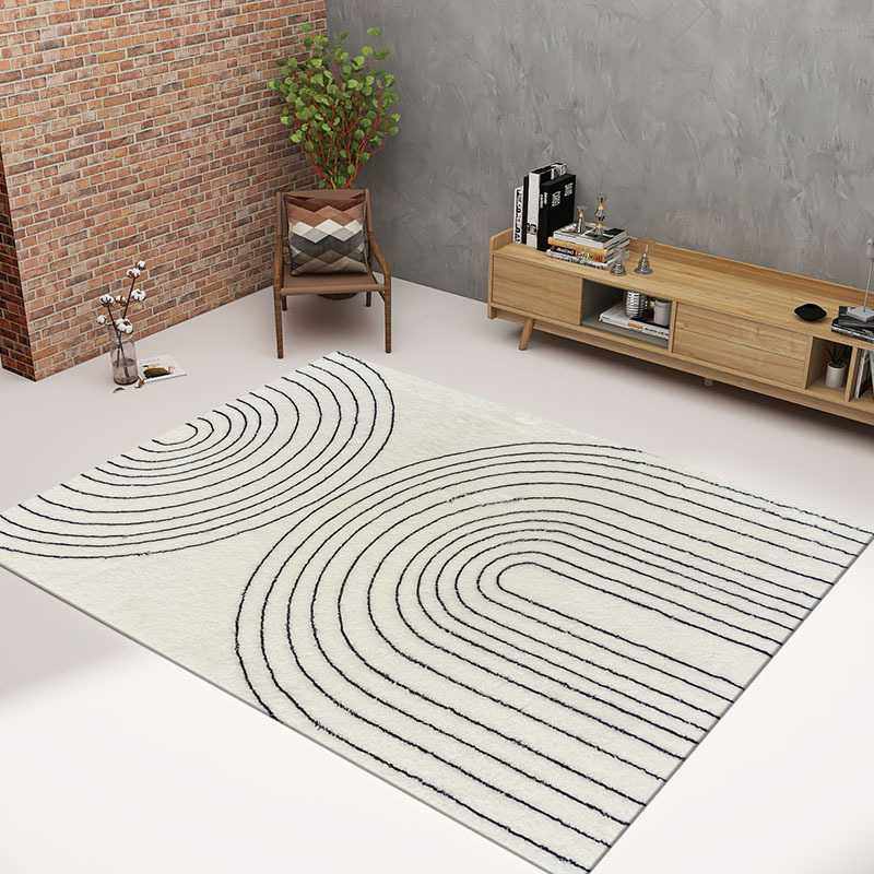 简约线条抽象仿羊绒地毯 家用客厅茶几毯加厚毛绒大面积满铺地垫