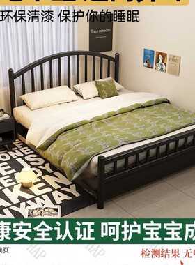 my北欧黑色复古美式纯实木床1米35双人1.8米现代简约1.5m储物公主
