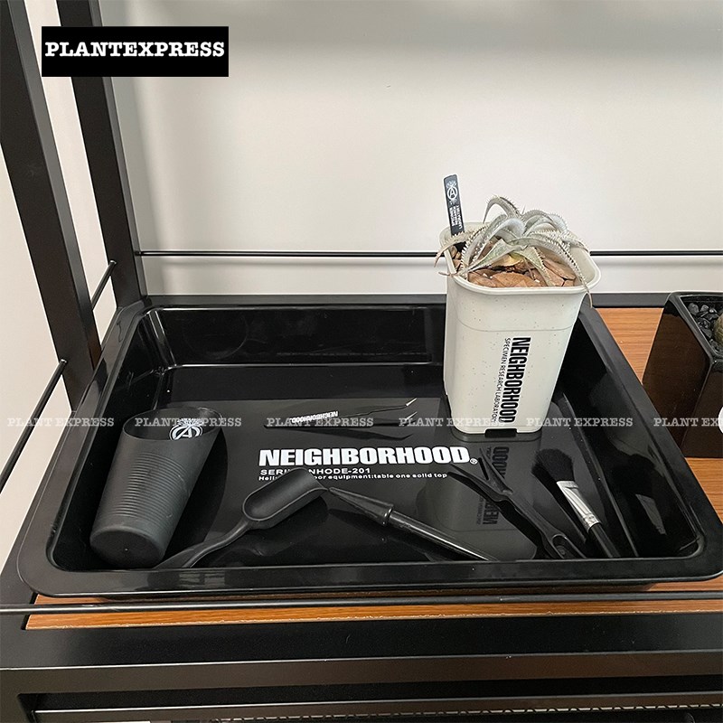 NBHD块根塑料方形托盘加厚黑色桌面收纳盒整理箱花盆多肉接水