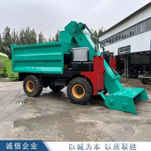 490型四驱清粪车干湿牛粪清理刮粪机一键自卸2米宽度柴油除粪机