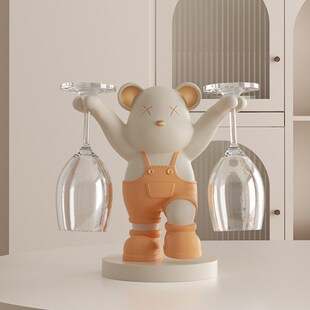 创意可爱红酒杯架摆件高档轻奢客厅酒柜暴力熊红酒架餐边柜装饰品