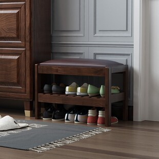 全实木换鞋凳新中式家用门口迷你收纳鞋柜坐凳一体整装置物穿鞋凳