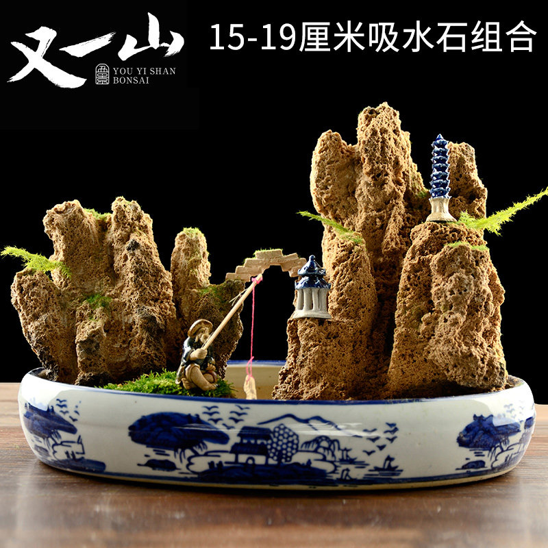 吸水石 假山石 盆景组合上水石中小型加湿装饰水秀石奇石石头套装