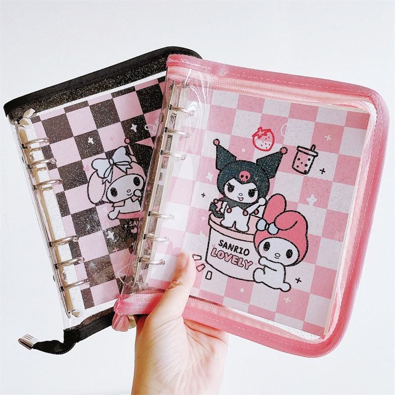 韩国库洛米美乐蒂日记本拉链闪粉书套女生活页格子空白手帐本记事