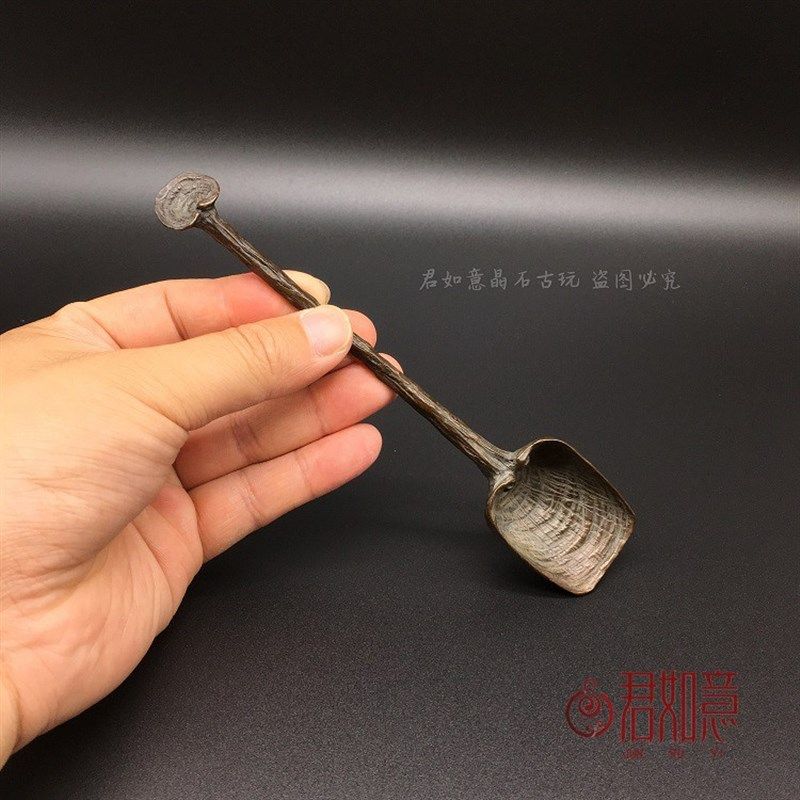 纯铜仿古灵芝铜铲子个性创意铜茶铲独特造型小铜铲香灰方形铲子
