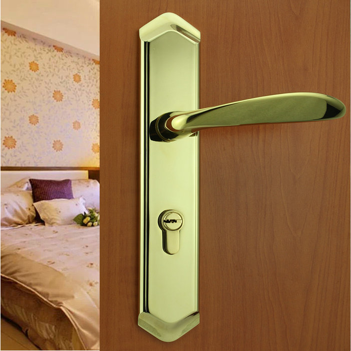 德国鸿瀛PVD亮金大门锁 欧式简约室内房门锁 美式实木门执手锁具