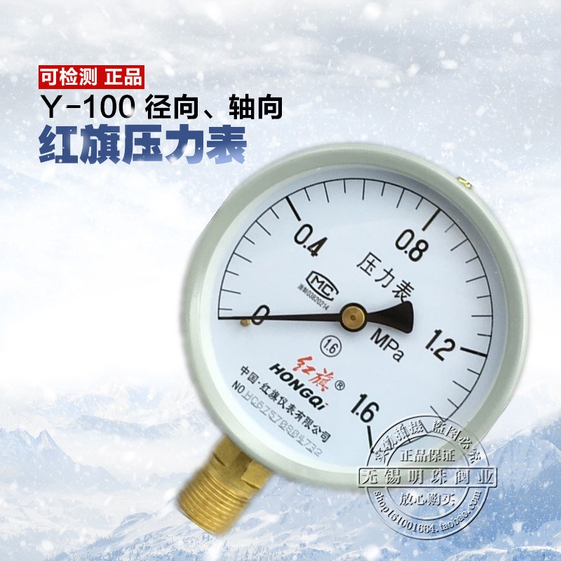Y100红旗压力表/ Y60 0-1.6mpa/计量所压力表校检检测报告书