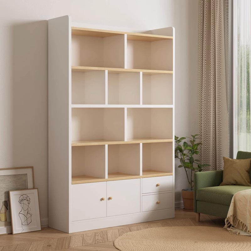 书架置物架落地客厅收纳柜分层简易展示柜收纳柜卧室靠墙带门书柜