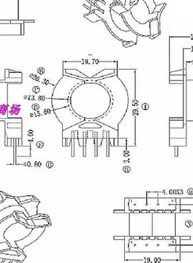 PQ3220变压器骨架磁芯PQ32磁芯骨架卧式4+4PIN G-3222