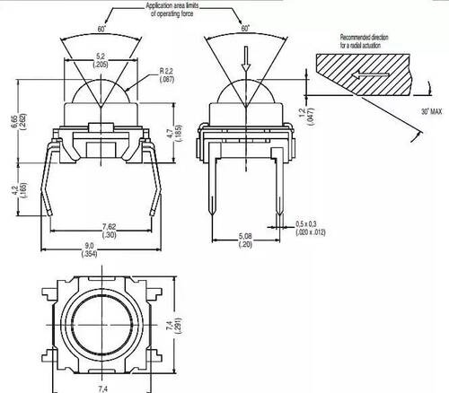 6*6圆珠防尘防水轻触开关 4脚7X7直插滚珠 球形金属按键 TS-F007