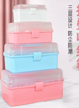 保联美术生工具箱家用画画毛笔书法收纳盒透明画箱多功能收纳盒