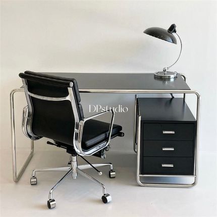 DPstudio 中古风不锈钢带抽屉办公桌收纳电脑桌设计师工作板式桌
