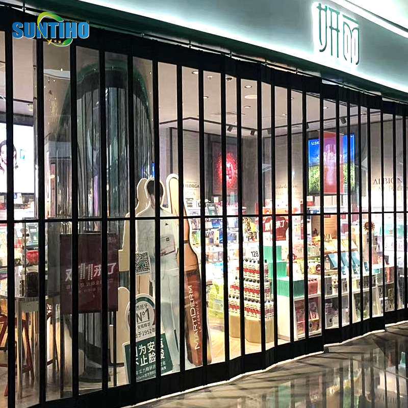 透明折叠门加厚PC透明水晶折叠门商场弧形铝合金塑料铝合金推拉门