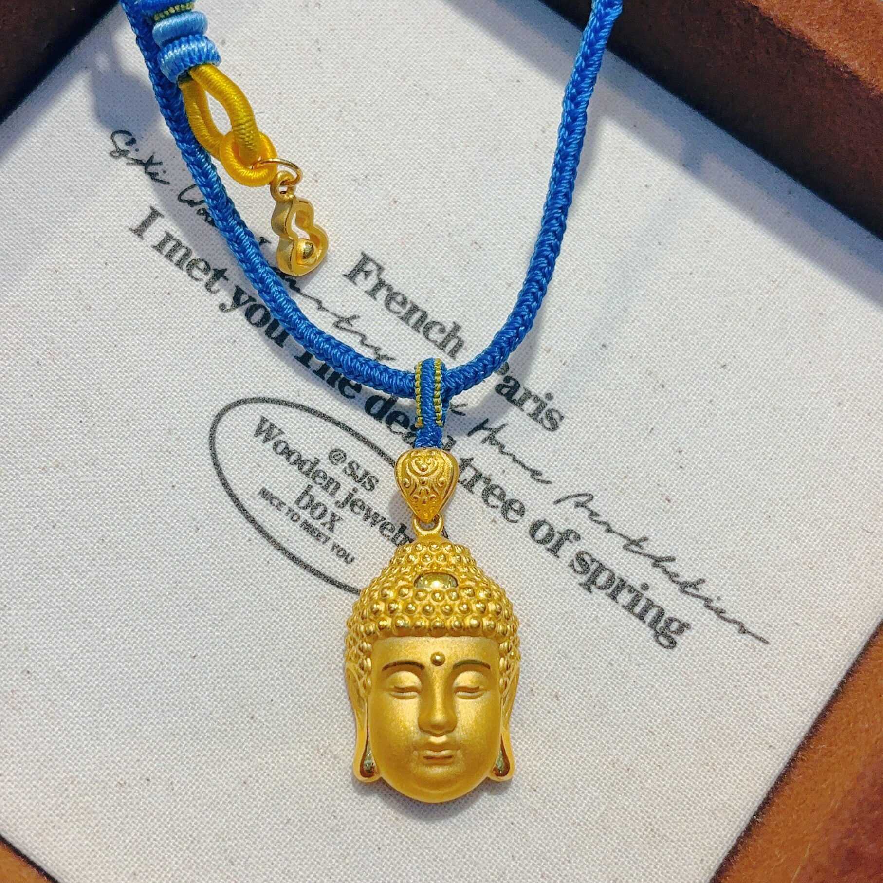 希曼汀黄金佛头吊坠足金999如来佛祖项链大日如来金佛节日送老婆