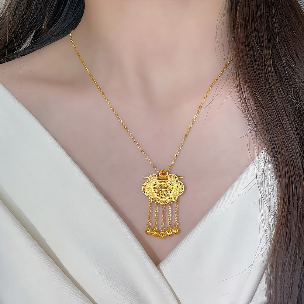 希曼汀足金999古法锁包项链女黄金天子门生吊坠平安锁流苏送女友,黄金,小克重定价黄金项链,淘宝优惠券,粉丝福利购,淘宝优惠卷