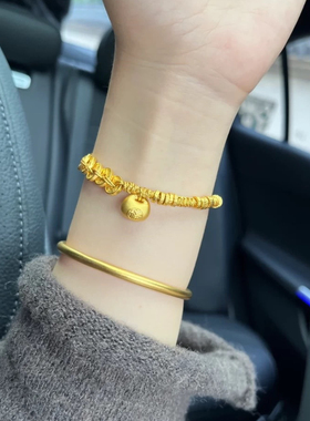 希曼汀黄金吊坠钱999足金小胖福手链女编织指环配件礼物送女友
