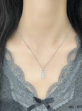 希曼汀铂金Pt950空心调节CNC爆闪碎碎冰四方来财印章套链送礼物