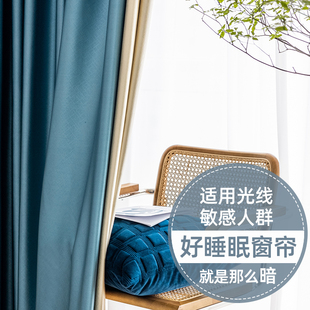 卧室y避光防光隔热不透光挂钩式 一拉即黑全遮光窗帘新款 加厚遮阳