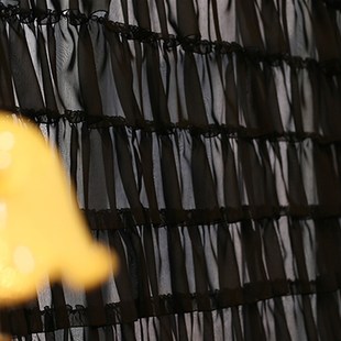 饰衣帽间卧室双开帘隔断M沙帘网红款 黑色窗帘蛋糕层装 阁楼蕾丝纱