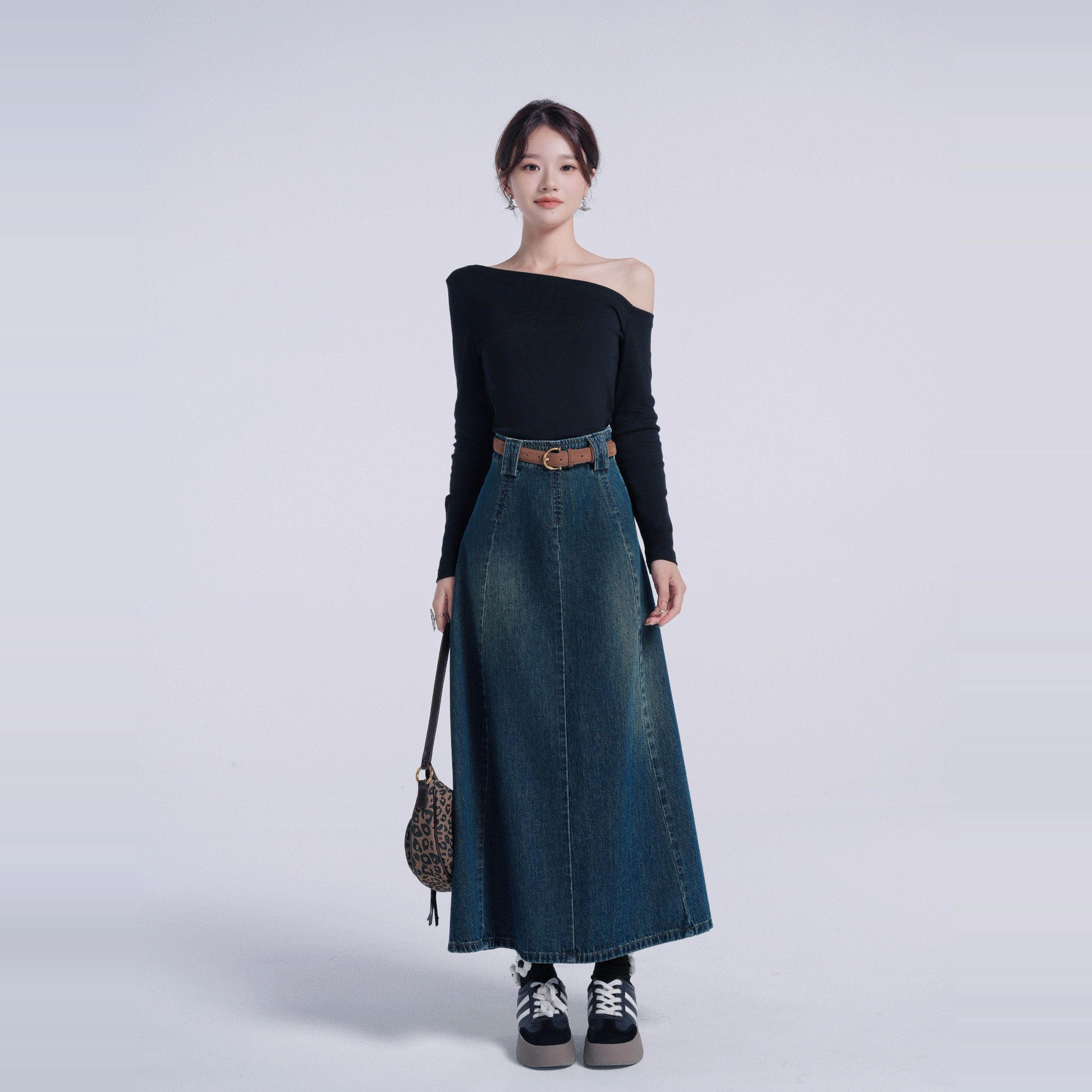 cosheng小个子女定制半身裙高腰时尚气质秋冬长款设计感显瘦百搭