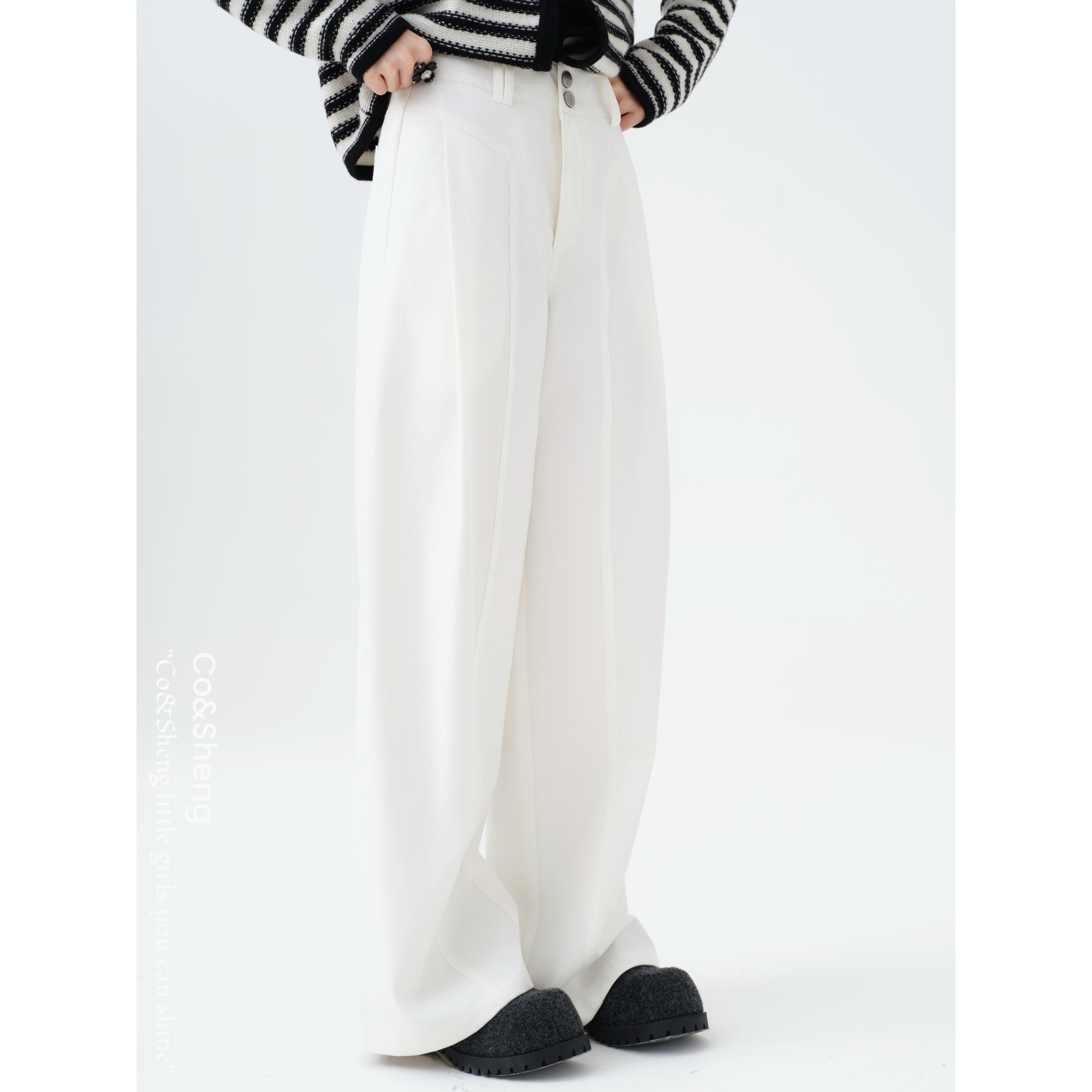 穹律/重生小个子显高显瘦长款裤子时尚百搭女款春季新款黑白阔腿