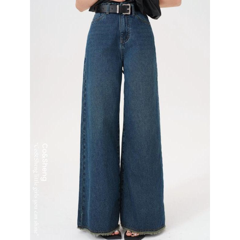 蔚蓝叙事/重生小个子女款长裤春季新款高腰设计感休闲百搭牛仔裤